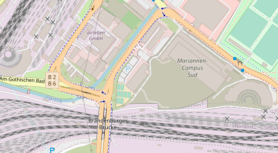 Kletter- und Boulderhalle auf Satellitenbild
